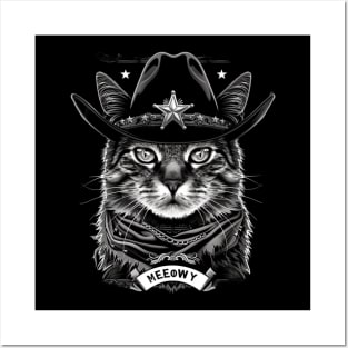 Cat Cowboy Whiskers & Spurs Posters and Art